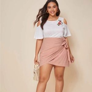 SHEIN Privé Plus Zipper Side Wrap Knot Skirt